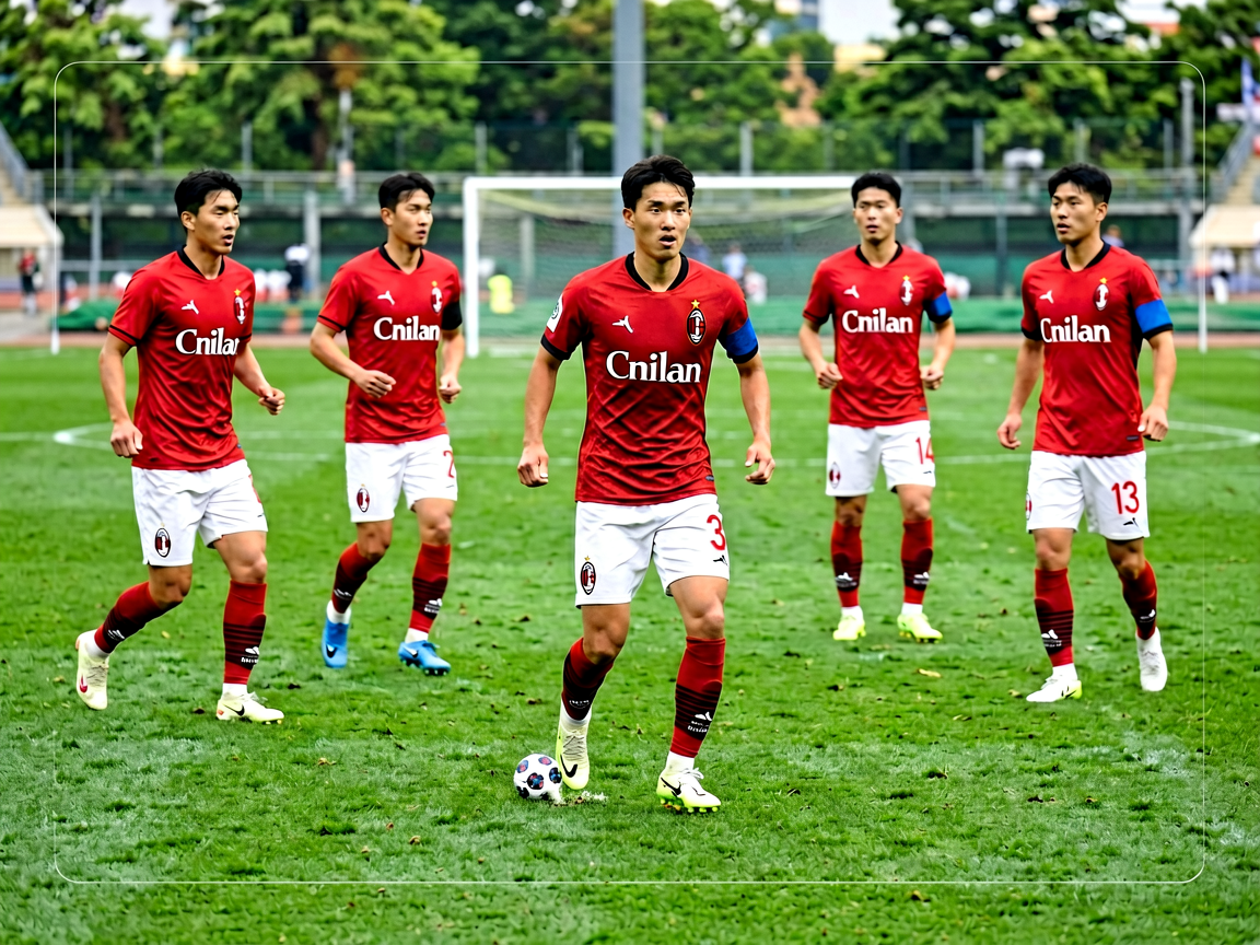 AC米兰球员在训练基地进行战术演练